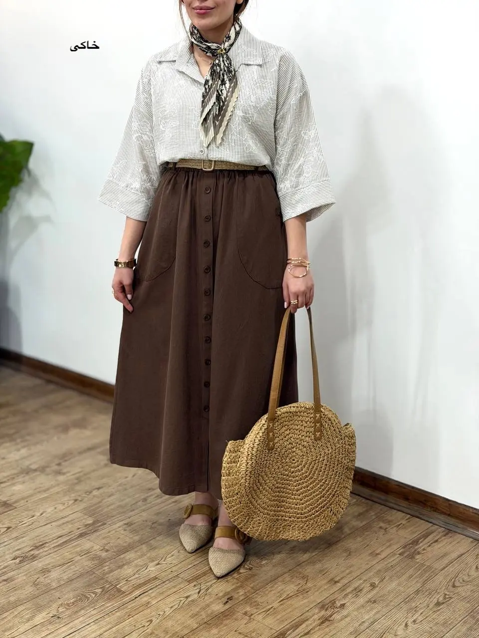 تونیک لینن گلدوزی کارینا